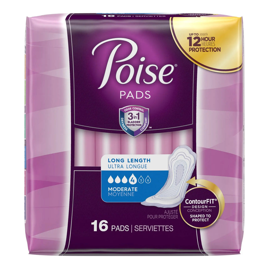 Poise Bladder Control Pads, Adult Women, Moderate Absorbency, Disposable, 12.4" Length Poise®