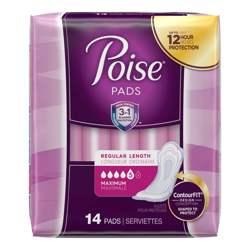 Poise Bladder Control Pads, Disposable, Heavy Absorbency, Regular Length, 3" x 11", Adult Female, Absorb-Loc Core - getMovility