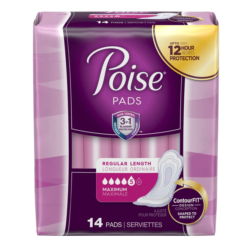 Poise Bladder Control Pads, Disposable, Heavy Absorbency, Regular Length, 3" x 11", Adult Female, Absorb-Loc Core - getMovility