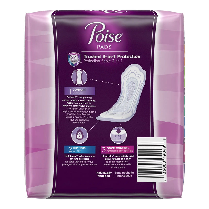 Poise Bladder Control Pads, Disposable, Heavy Absorbency, Regular Length, 3" x 11", Adult Female, Absorb-Loc Core - getMovility