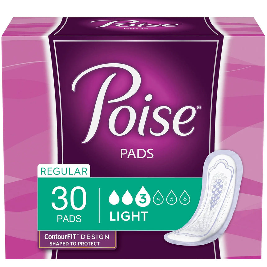 Poise Bladder Control Pads, Light Absorbency, Regular Length - getMovility