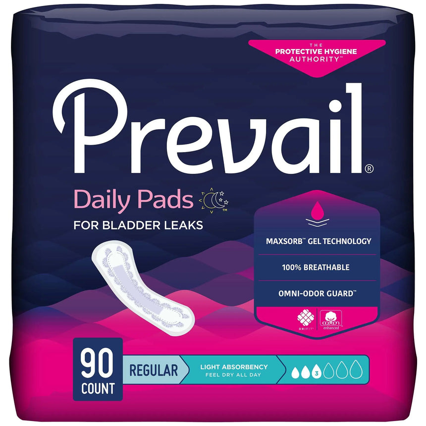 Prevail® Daily Pads Light Absorbency Bladder Control Pad, 9¼ Inch - getMovility