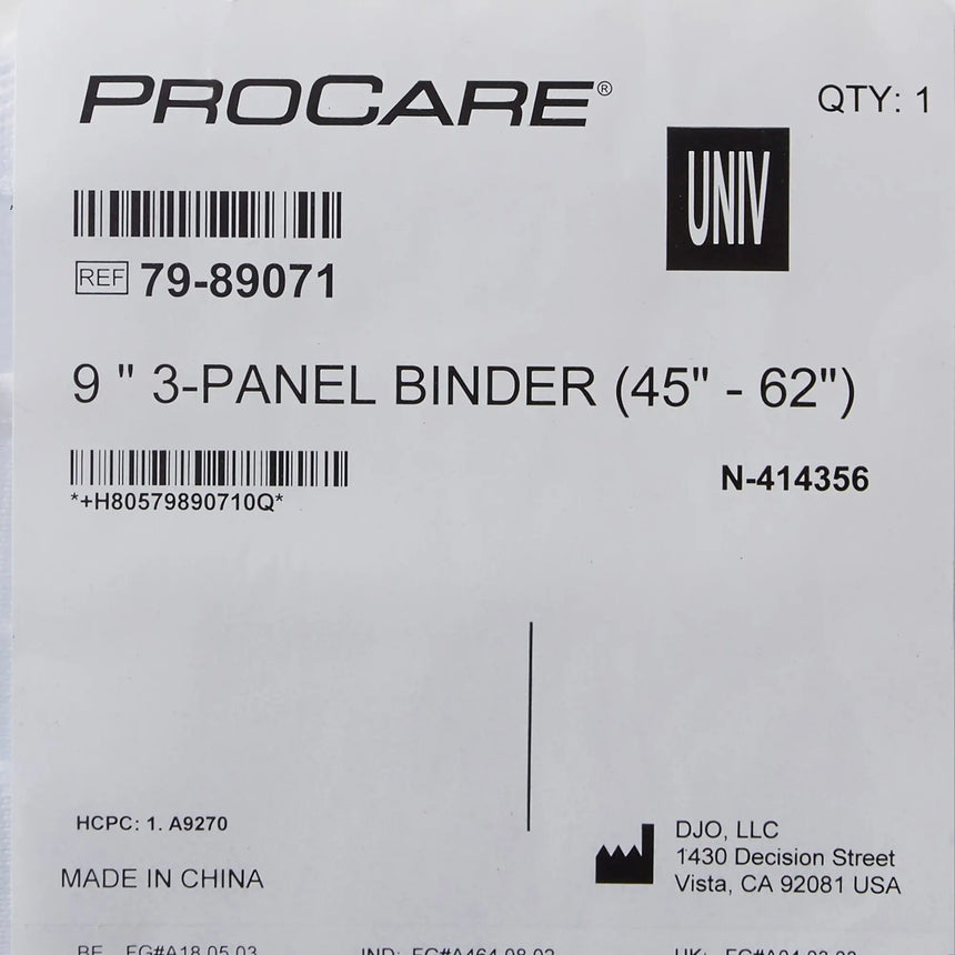 ProCare® 3-Panel Abdominal Support, One Size Fits 45 - 62 Inch Waists, 9-Inch Height - getMovility