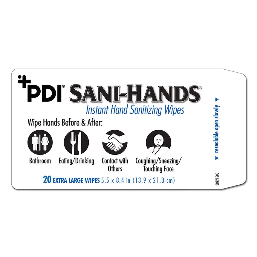 Sani-Hands Hand Sanitizing Wipes, Ethyl Alcohol, Scented, 5½ x 8.4 Inch Soft Pack Sani-Hands®
