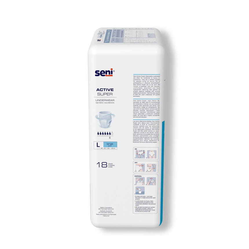 Seni® Active Super Moderate to Heavy Absorbent Underwear, Large Seni® Active Super