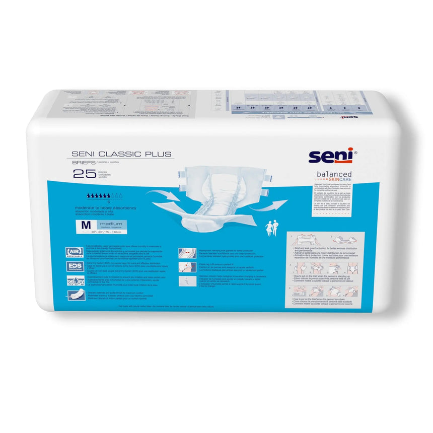 Seni® Classic Plus Moderate to Heavy Absorbency Incontinence Brief, Medium Seni® Classic Plus