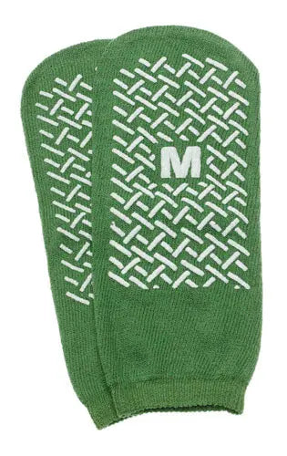 Slipper Socks; Med Green Pair Men's 5-6 Wms 6-7 Child 7-11 Movility LLC- CM