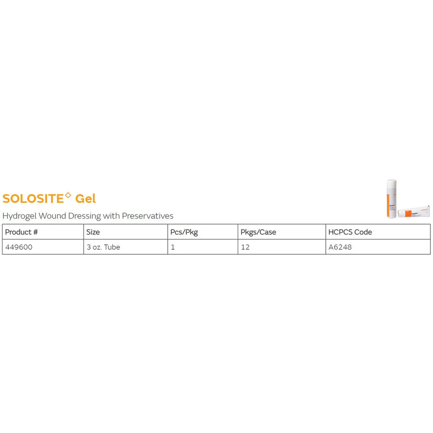 Solosite Hydrogel Dressing, 3-ounce tube Solosite