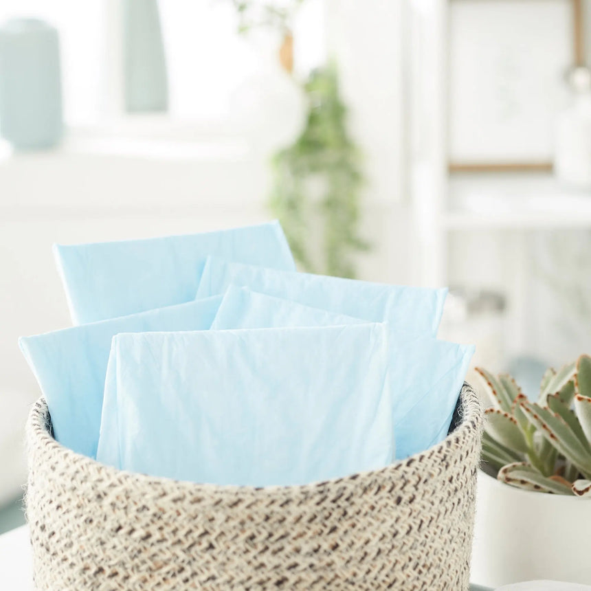 TENA Regular Underpads, Light Absorbency, Blue, Disposable, Latex-Free TENA® Regular