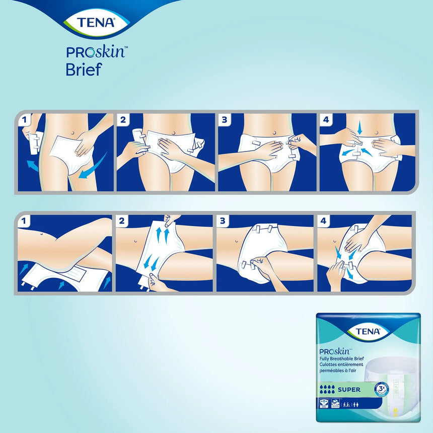 TENA Super Adult Heavy-Absorbent Incontinence Brief, Medium TENA ProSkin™ Super
