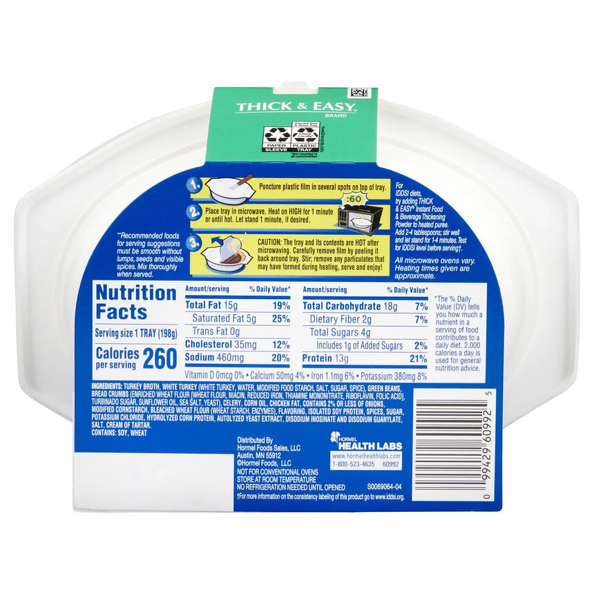 Thick & Easy® Purées Turkey with Stuffing and Green Beans Purée Thickened Food, 7-ounce Tray Thick & Easy® Purees