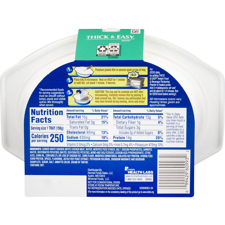 Thick & Easy® Roasted Chicken with Potatoes and Carrots Purée Thickened Food, 7-ounce Tray Thick & Easy® Purees