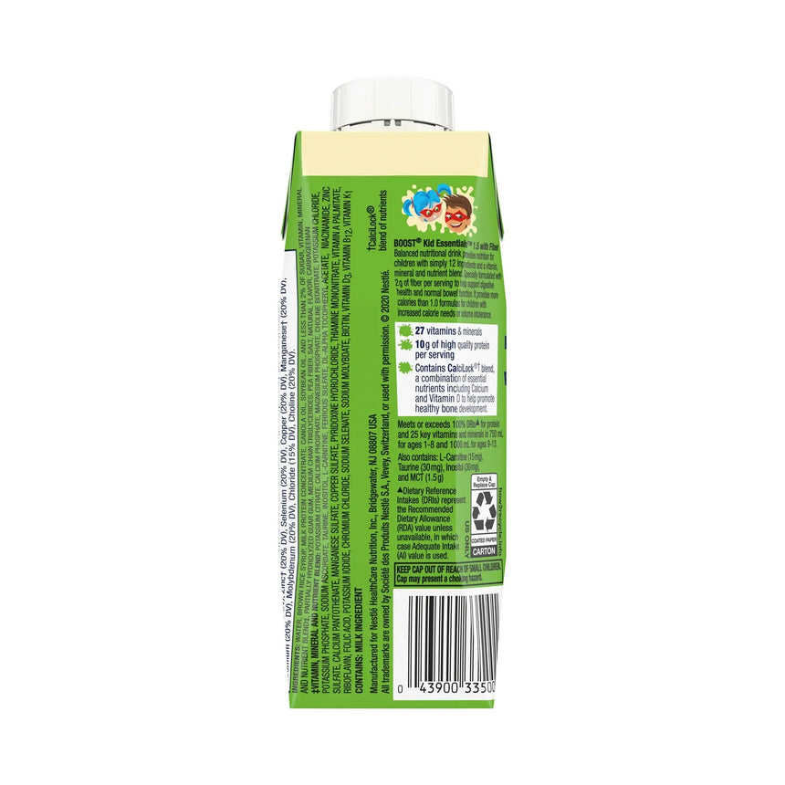 Boost® Kid Essentials™ 1.5 with Fiber Vanilla Pediatric Oral Supplement / Tube Feeding Formula, 8 oz. Carton, 24 per Case Boost® Kid Essentials™ 1.5 with Fiber