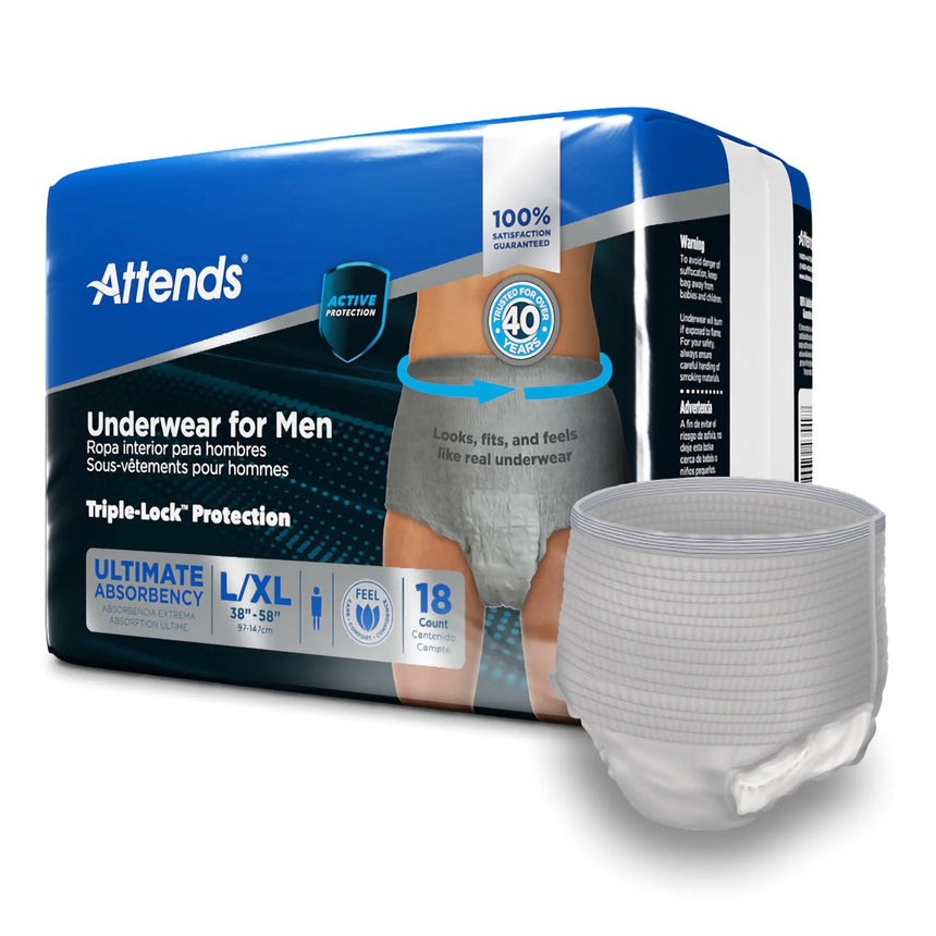 Attends® Discreet Men's Underwear, Level 5, Large / X-Large Attends® For Men