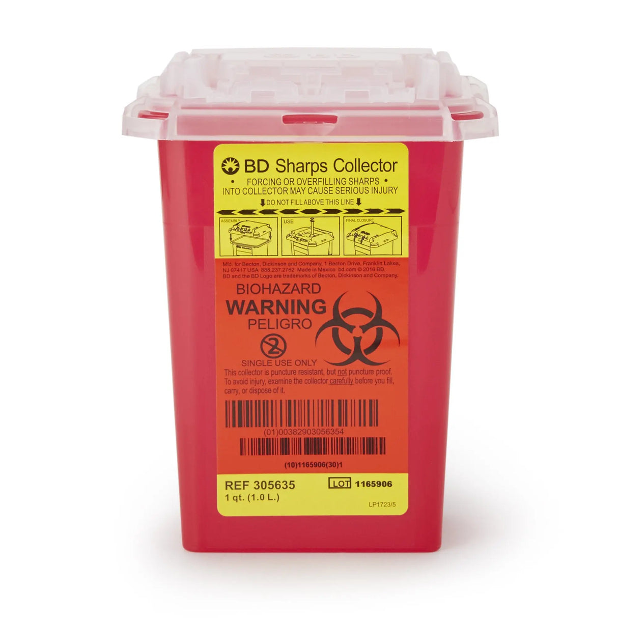 BD Multi-purpose Sharps Container, 1 Quart, 7 x 4-9/10 x 3-9/10 Inch BD™