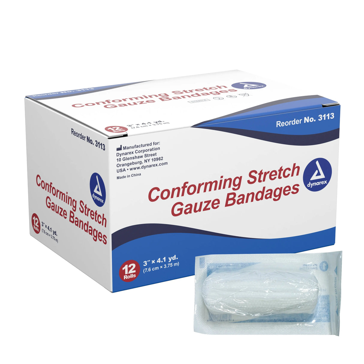 dynarex® Sterile Conforming Bandage, 3 Inch x 4-1/10 Yard Dynarex®