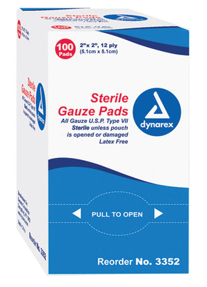 Gauze Sponges Sterile1's 2 X 2 -12ply Bx/100