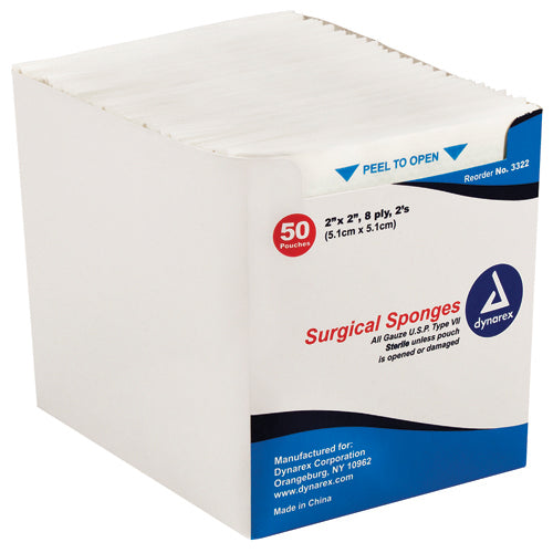 Gauze Sponges Sterile-2's 2 X 2 -8ply