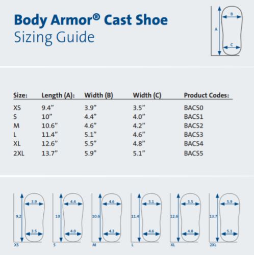 Body Armor Cast Shoe X-Small