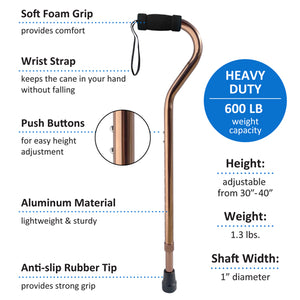 Cane Bariatric Aluminum Bronze 600# Weight Cap