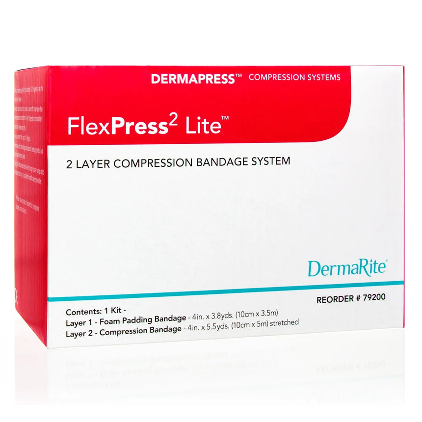 FlexPress2 Lite™ Self-adherent Closure 2 Layer Compression Bandage System, 4 Inch x 3-4/5 Yard / 4 Inch x 5-1/2 Yard FlexPress2 Lite™