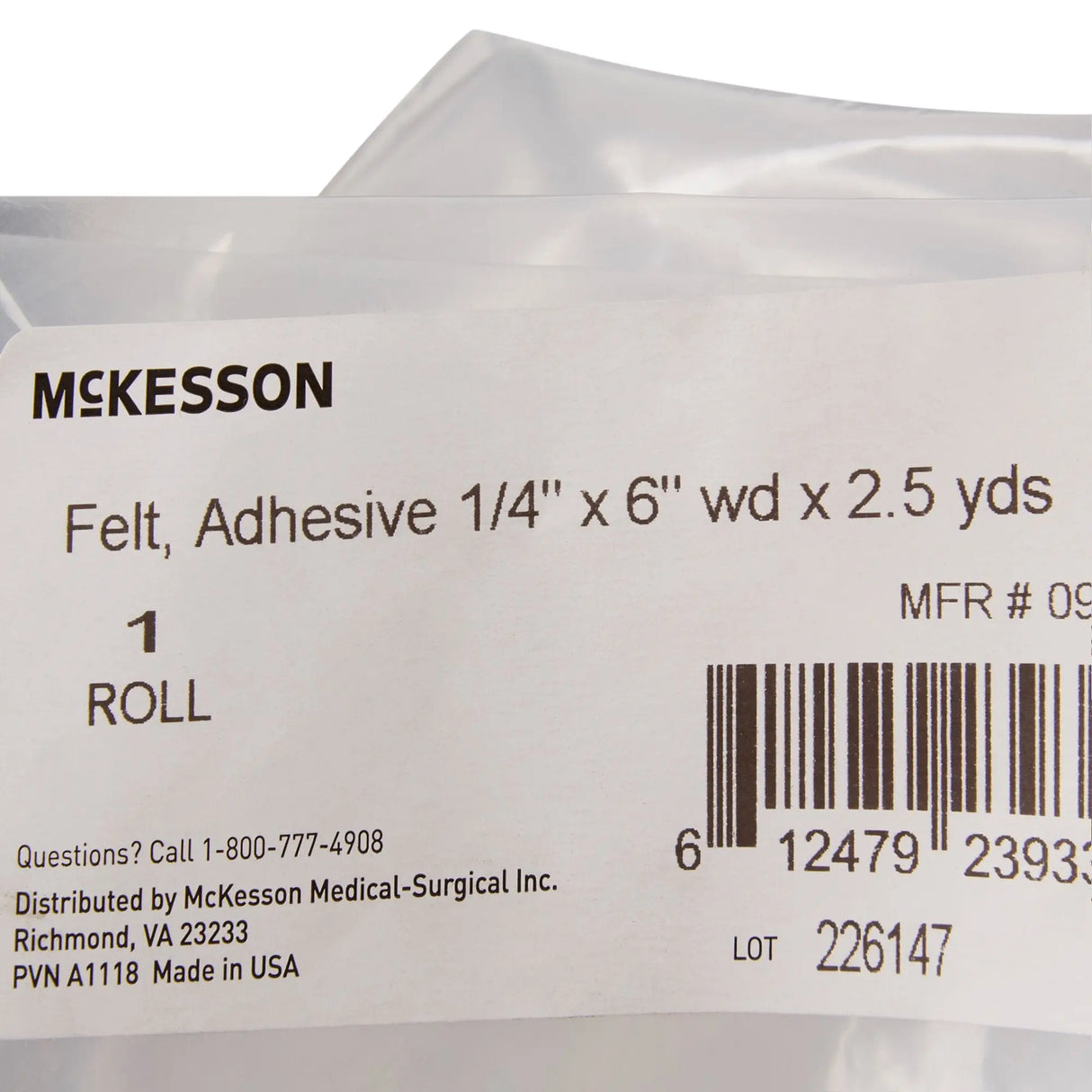 McKesson White Wool / Rayon Adhesive Orthopedic Felt Roll, 6 Inch x 2-1/2 Yard McKesson