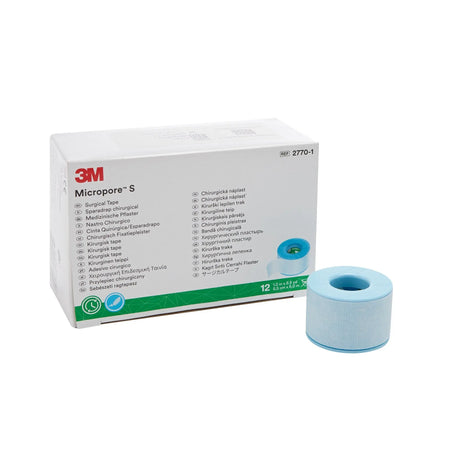 3M™ Micropore™ S Silicone Medical Tape, 1 Inch x 5-1/2 Yard, Blue 3M™ Micropore™ S