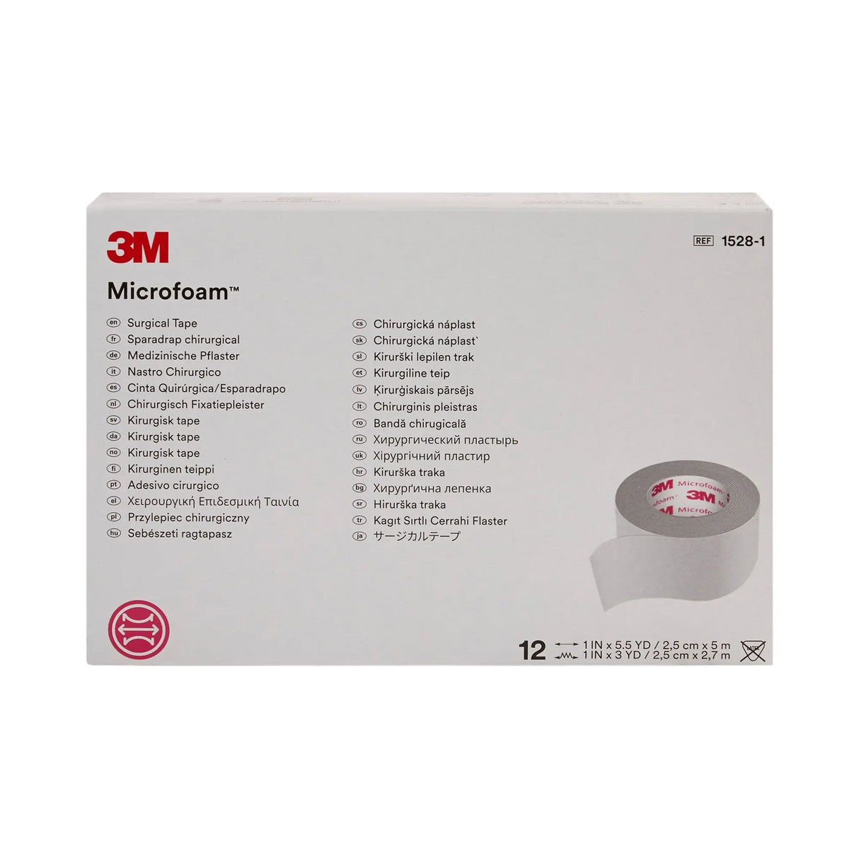 3M™ Microfoam™ Foam / Acrylic Adhesive Medical Tape, 1 Inch x 5-1/2 Yard, White 3M™ Microfoam™