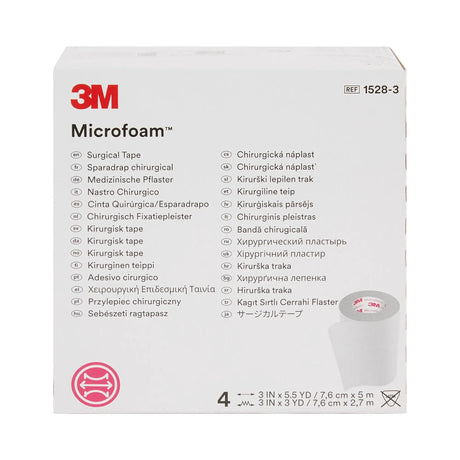 3M™ Microfoam™ Foam / Acrylic Adhesive Medical Tape, 3 Inch x 5-1/2 Yard, White 3M™ Microfoam™