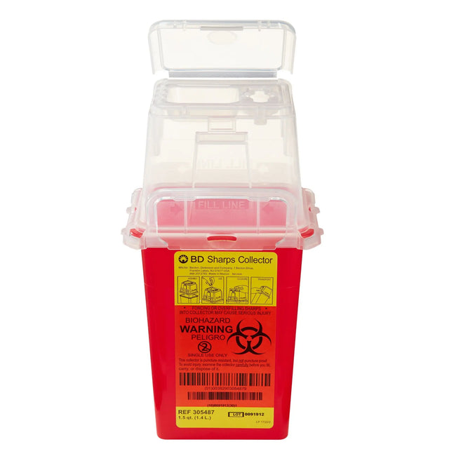 BD Phlebotomy Sharps Container, 1-1/2 Quart, 9 x 4-1/2 x 4 Inch BD™