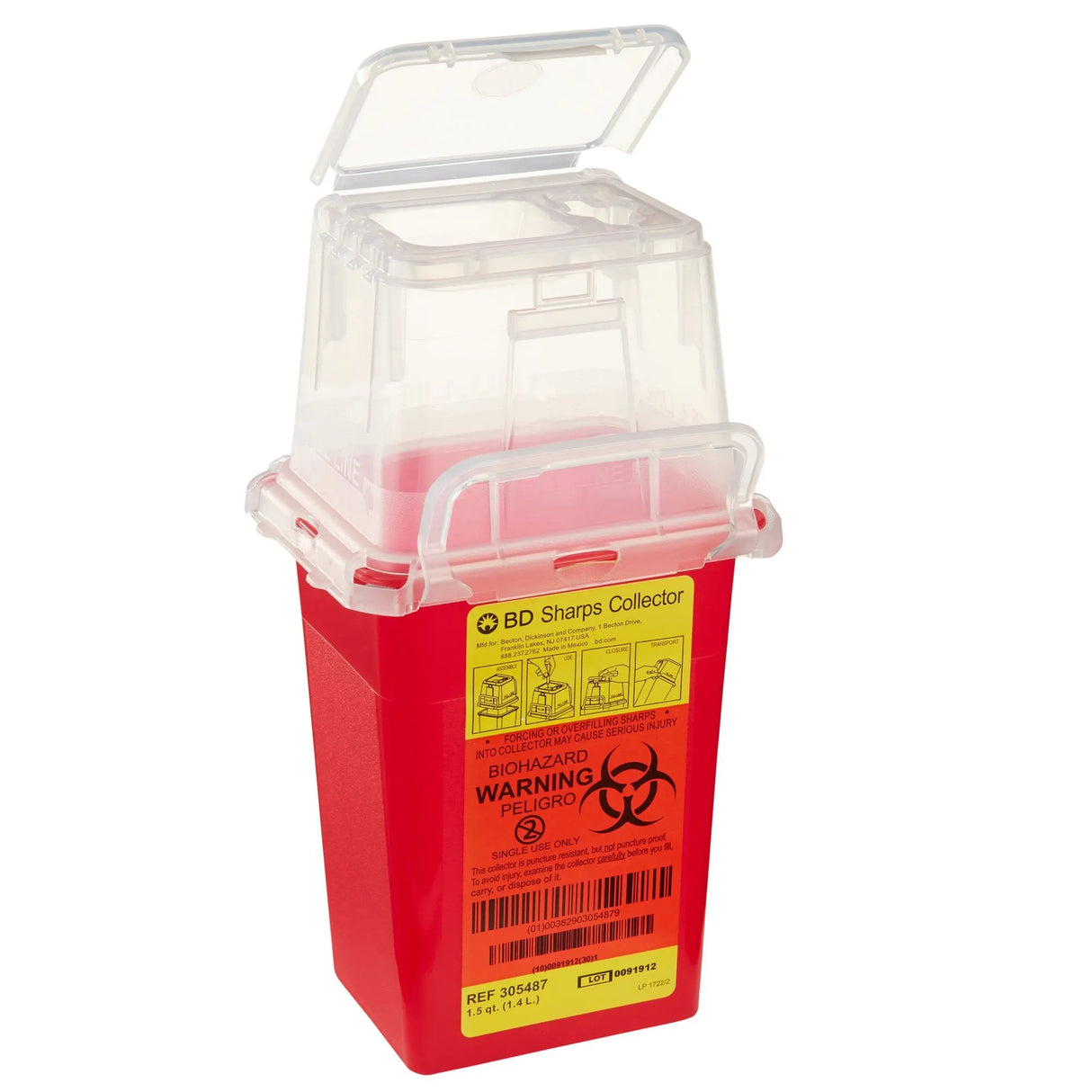 BD Phlebotomy Sharps Container, 1-1/2 Quart, 9 x 4-1/2 x 4 Inch BD™