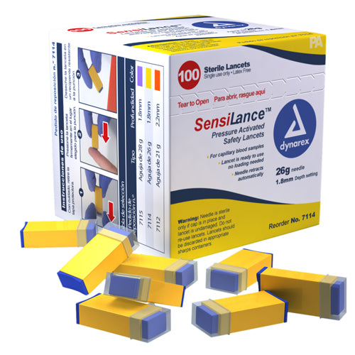 Pressure Activated Lancets 26g 1.8mm Yellow