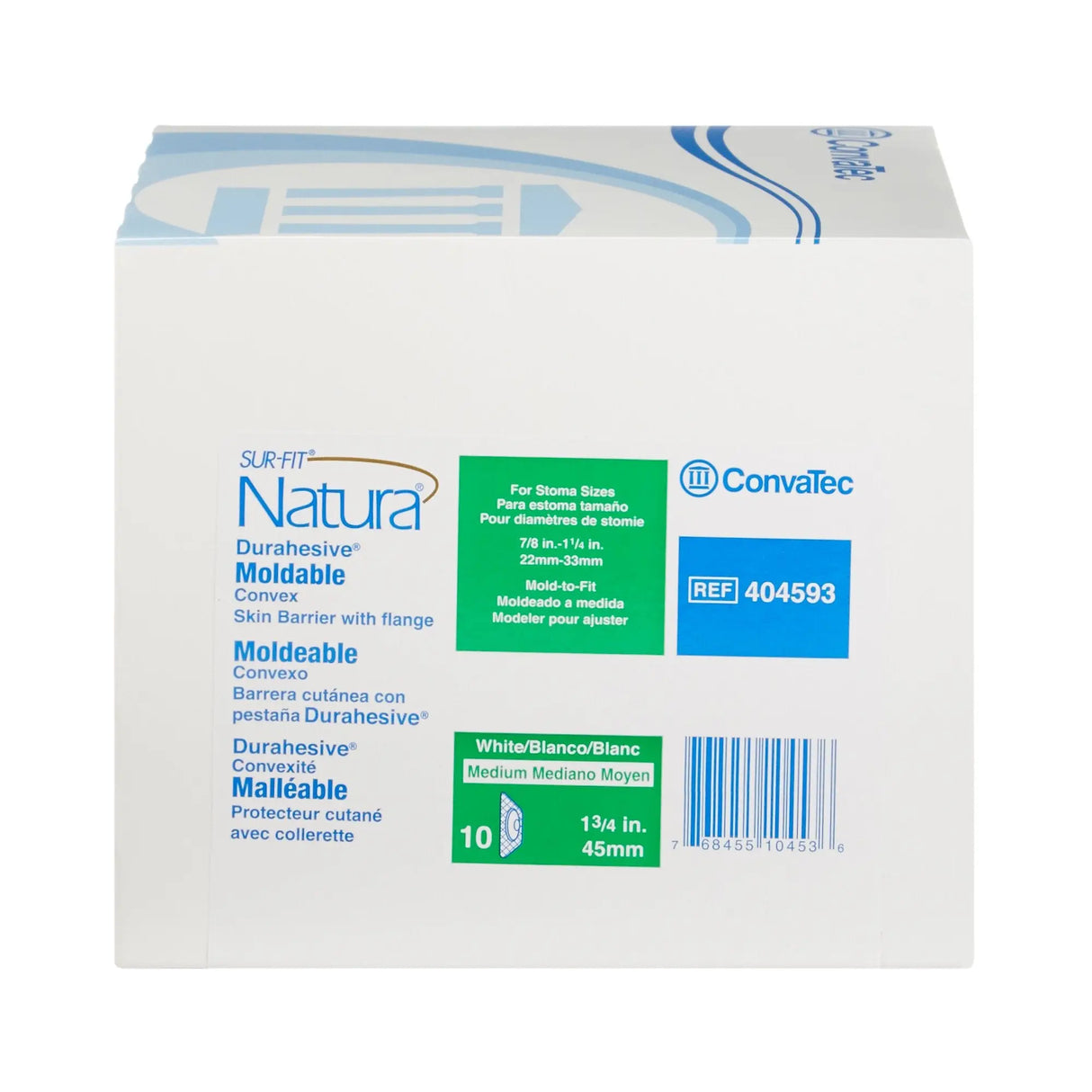 Sur-Fit Natura Colostomy Barrier Extended Wear, 1-3/4" Flange, 7/8" to 1-1/4" Opening, 4-1/2" X 4-1/2" Sur-Fit Natura® Durahesive®