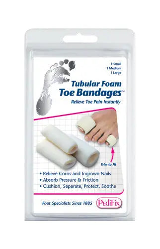 Tubular-Foam Toe Bandage  Pk/3 Medium Complete Medical