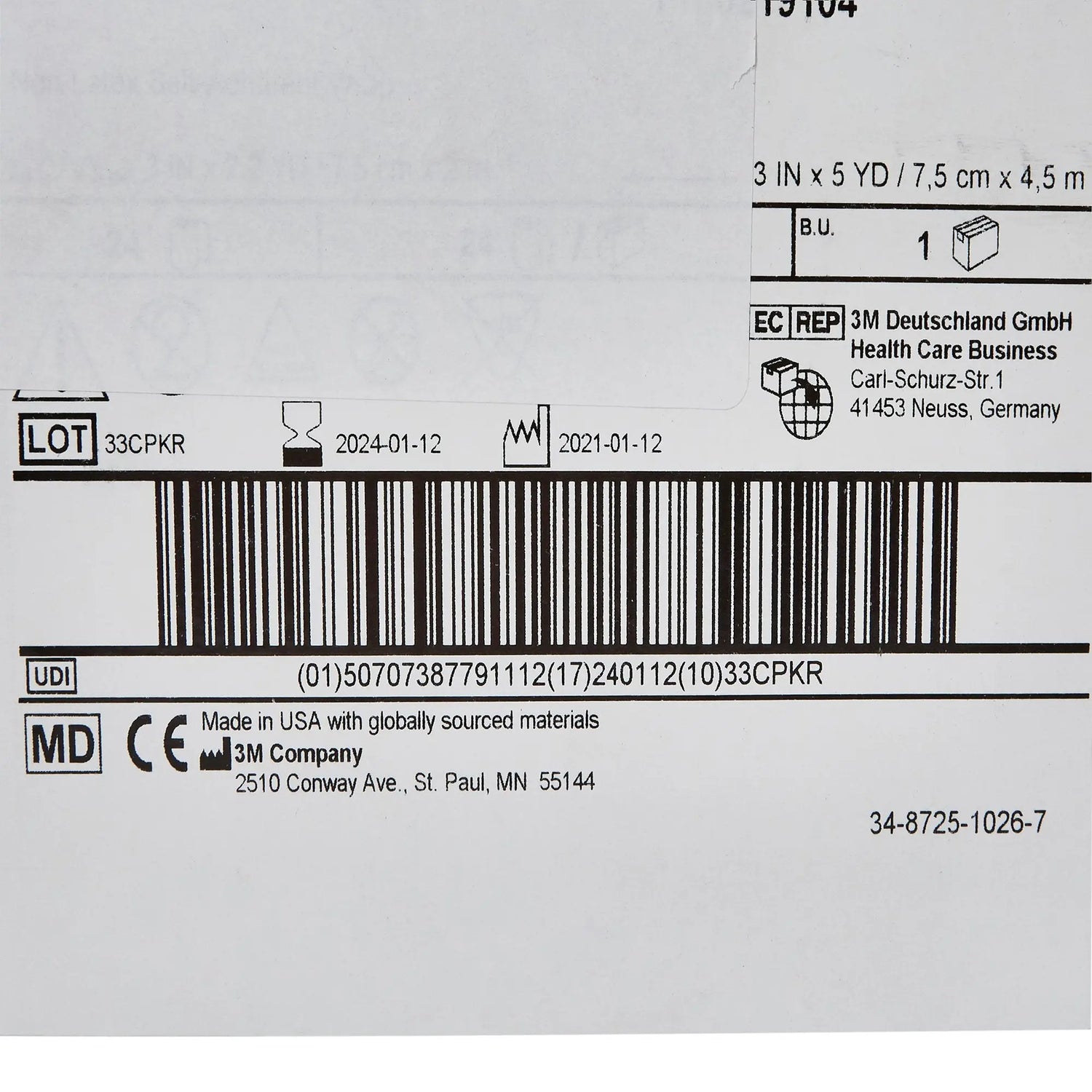 3M™ Coban™ LF Self-adherent Closure Cohesive Bandage, 3 Inch x 5 Yard, Tan 3M™ Coban™ LF