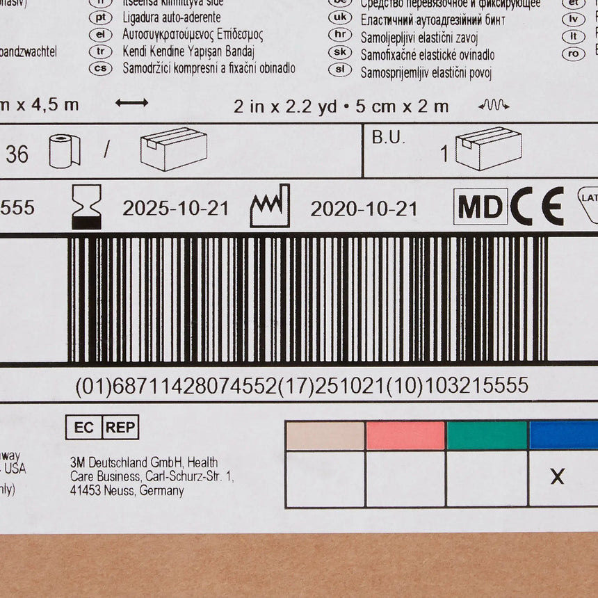 3M™ Coban™ Self-adherent Closure Cohesive Bandage, 2 Inch x 5 Yard, Blue 3M™ Coban™