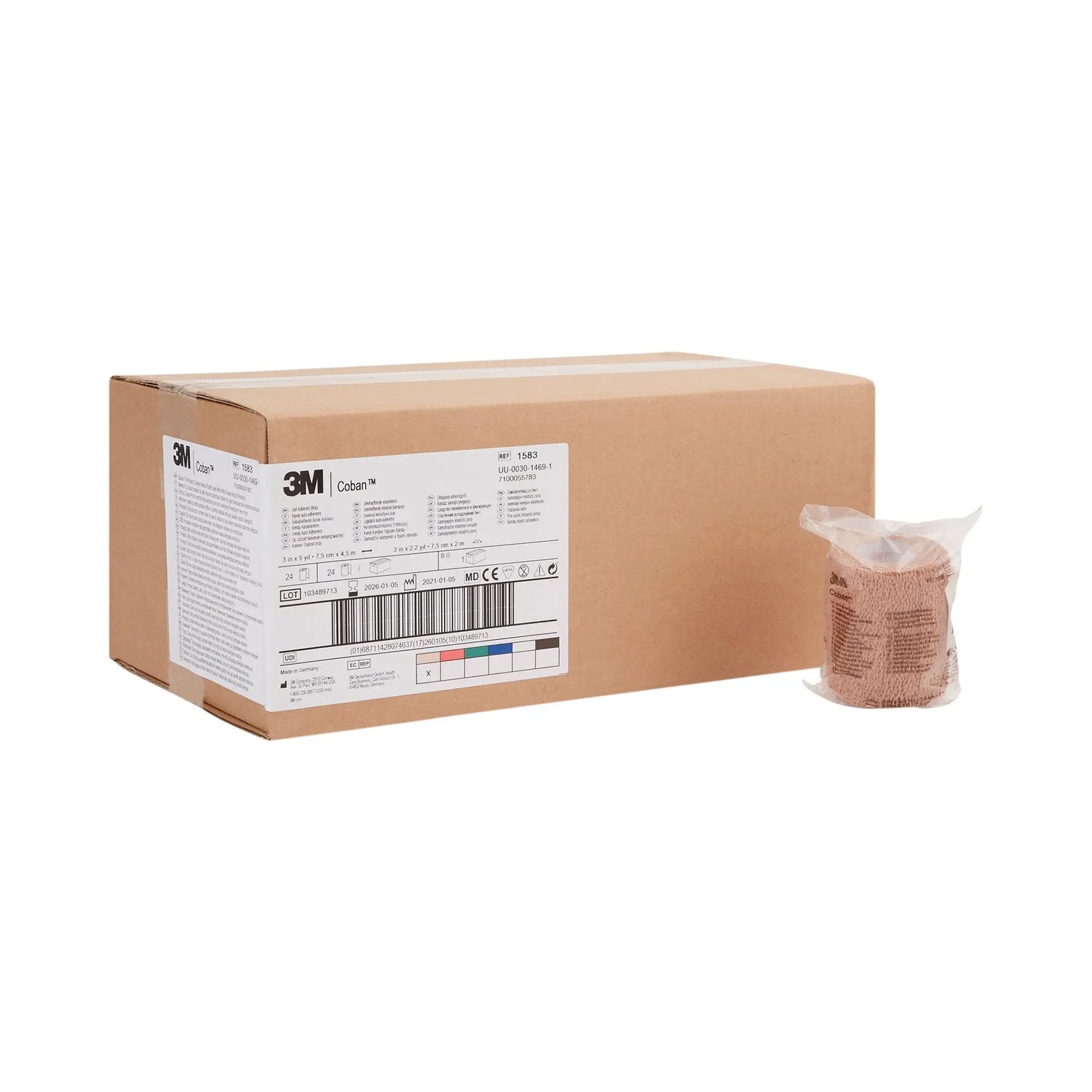 3M™ Coban™ Self-adherent Closure Cohesive Bandage, 3 Inch x 5 Yard, Tan 3M™ Coban™