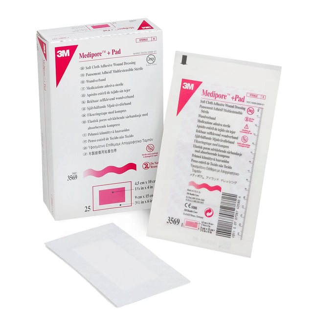 3M™ Medipore™ Adhesive Dressing, Soft Cloth, Sterile, White 3M™ Medipore™