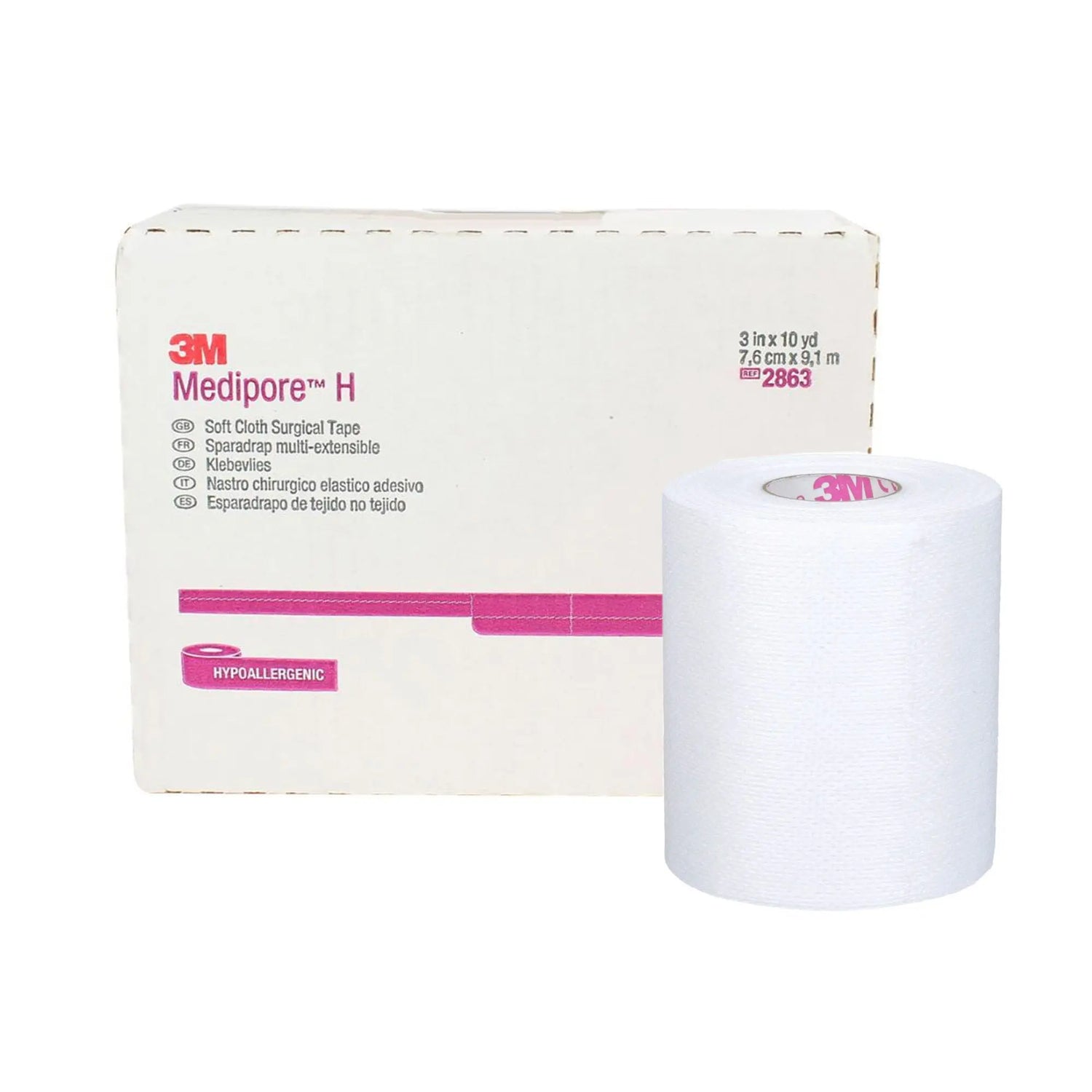 3M™ Medipore™ H Cloth Medical Tape, 3 Inch x 10 Yard, White 3M™ Medipore™ H