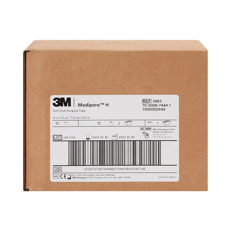 3M™ Medipore™ H Cloth Medical Tape, 3 Inch x 10 Yard, White 3M™ Medipore™ H