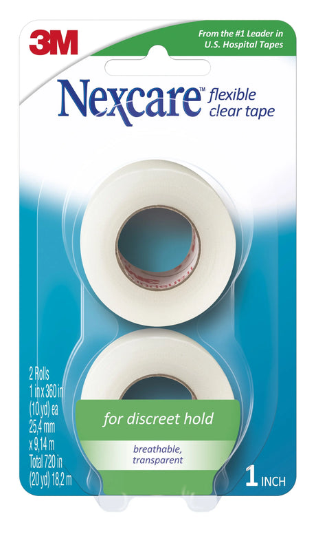 3M™ Nexcare™ Flexible Stretchy Fabric Medical Tape, 1 Inch x 10 Yard, Clear Nexcare™ Flexible