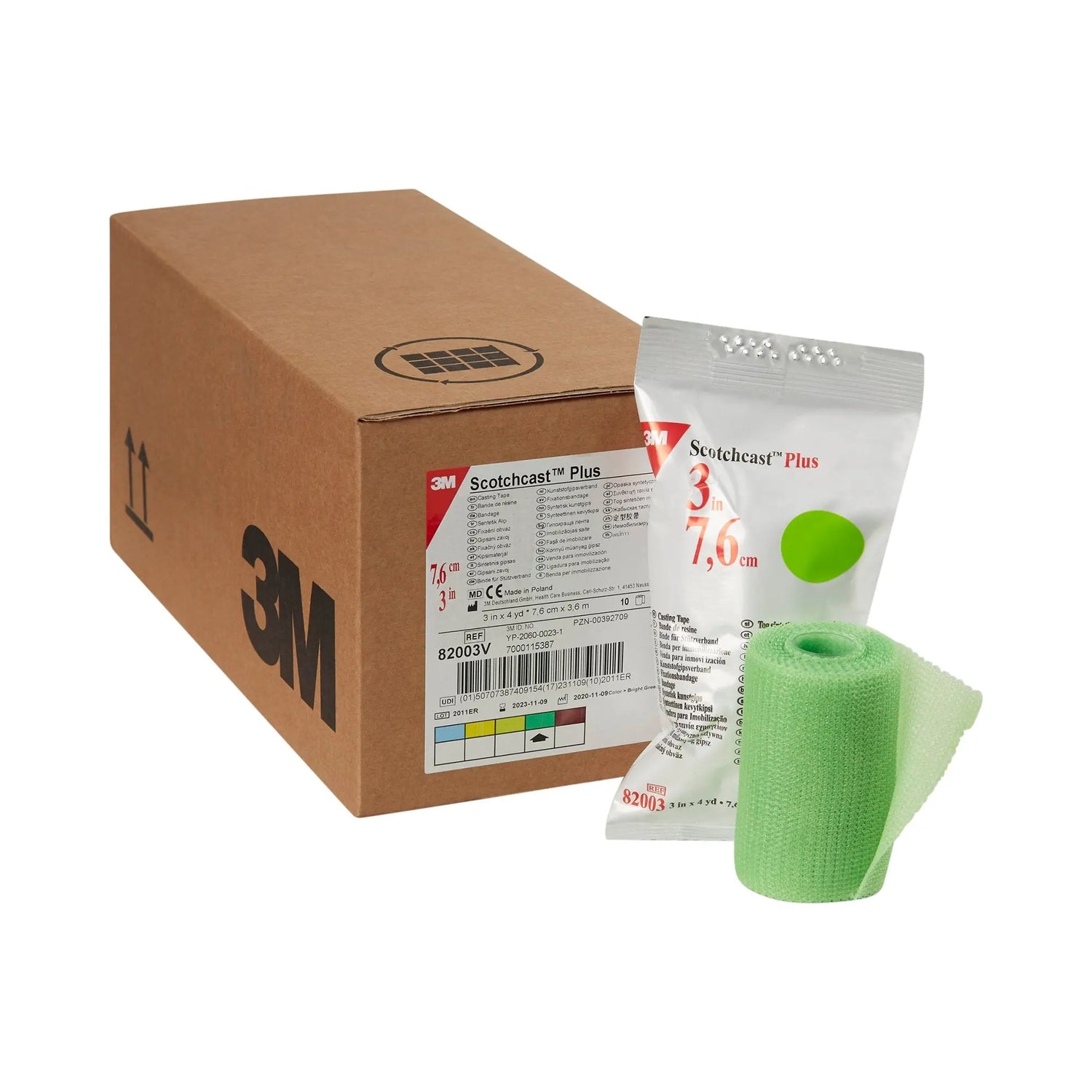 3M™ Scotchcast™ Plus Bright Green Cast Tape, 3 Inch x 4 Yard 3M™ Scotchcast™ Plus