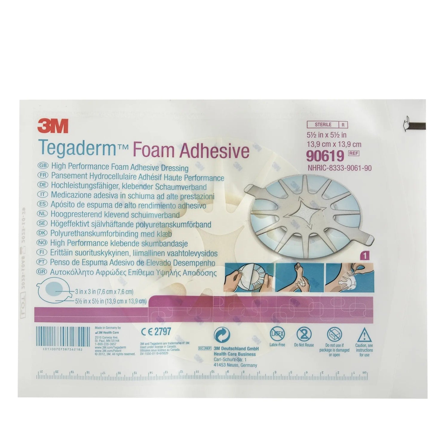 3M™ Tegaderm™ High Performance Adhesive with Border Foam Dressing, 5½ x 5½ Inch for Heels 3M™ Tegaderm™ High Performance
