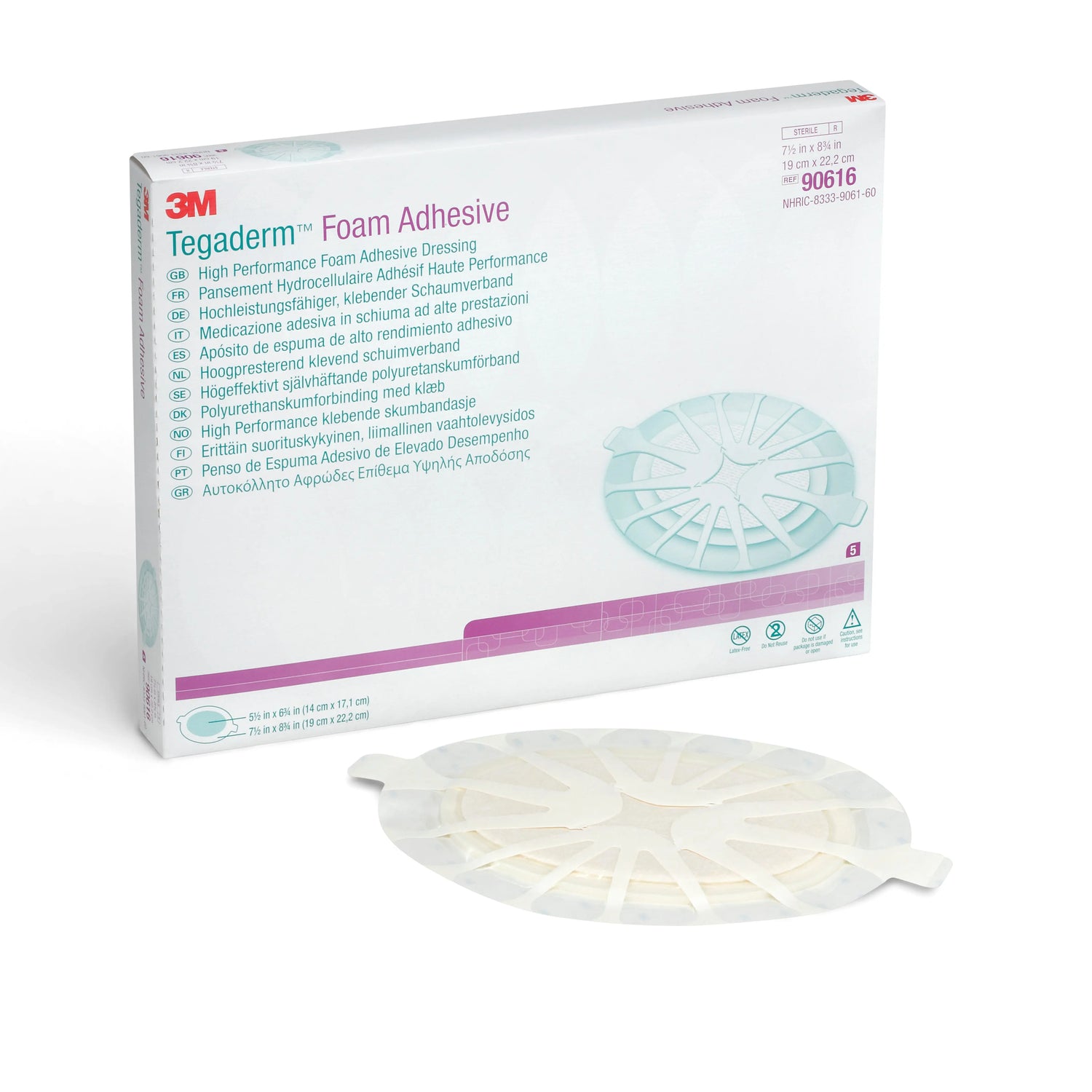 3M™ Tegaderm™ High Performance Adhesive with Border Foam Dressing, 7½ x 8¾ Inch Oval 3M™ Tegaderm™ High Performance