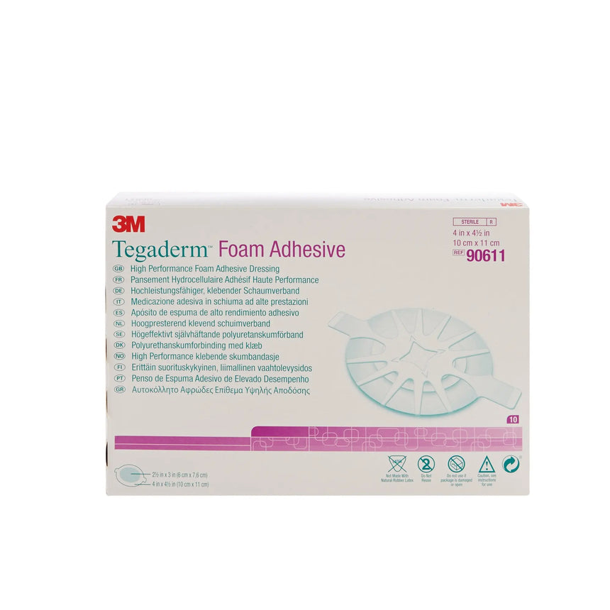 3M™ Tegaderm™ High-Performance Foam Dressing Adhesive, 4 x 4½ Inch 3M™ Tegaderm™ High Performance
