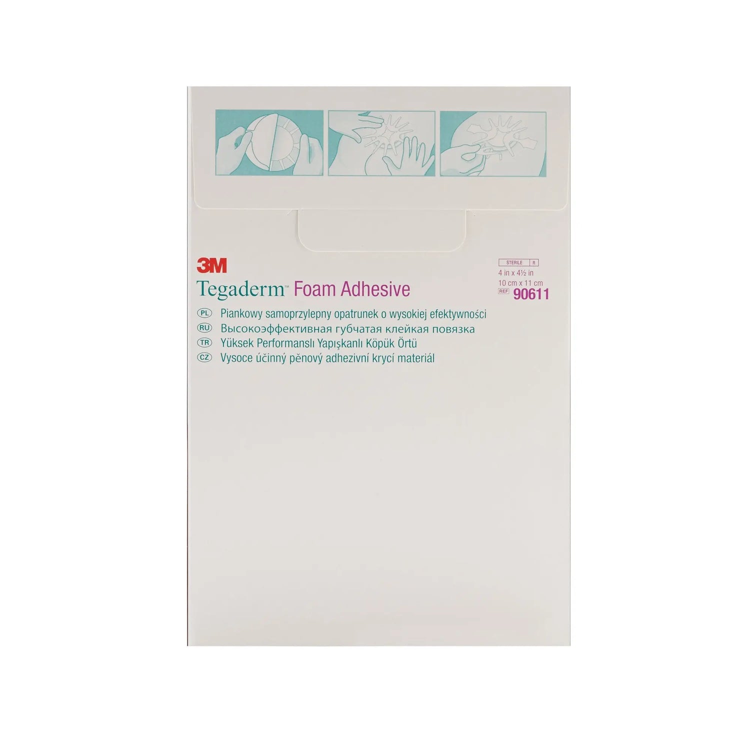 3M™ Tegaderm™ High-Performance Foam Dressing Adhesive, 4 x 4½ Inch 3M™ Tegaderm™ High Performance