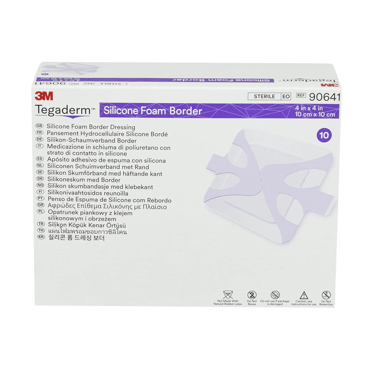 3M™ Tegaderm™ Silicone Adhesive with Border Silicone Foam Dressing, 4 x 4 Inch 3M™ Tegaderm™