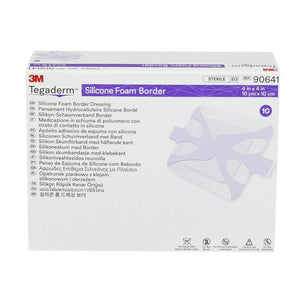 3M™ Tegaderm™ Silicone Adhesive with Border Silicone Foam Dressing, 4 x 4 Inch 3M™ Tegaderm™