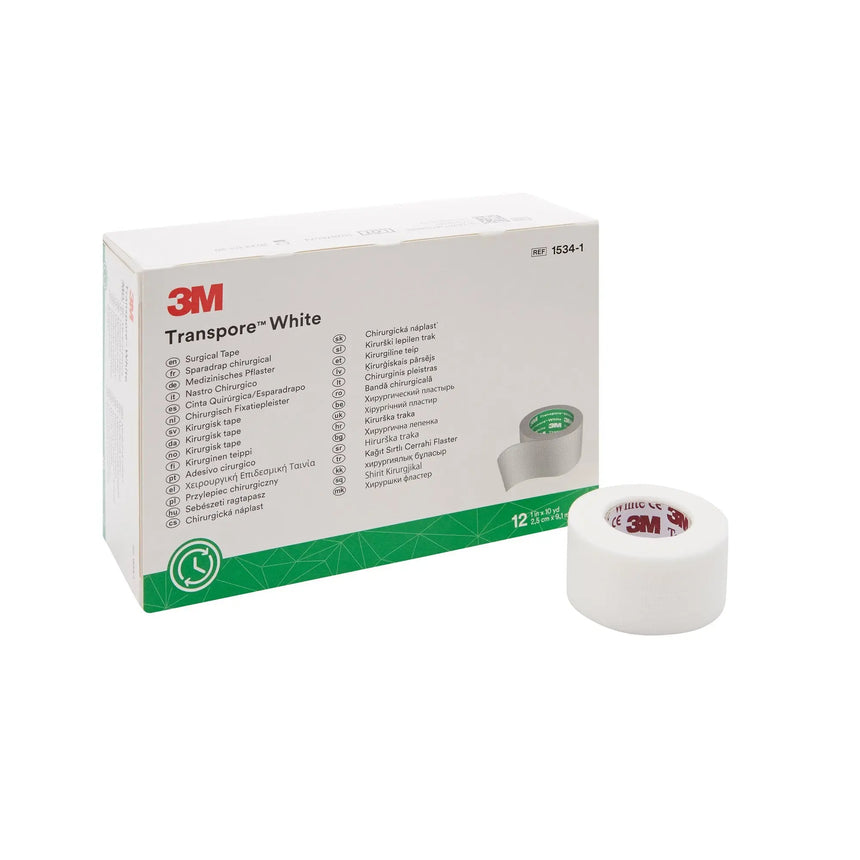 3M™ Transpore™ Plastic Medical Tape, 1 Inch x 10 Yard, White 3M™ Transpore™ White