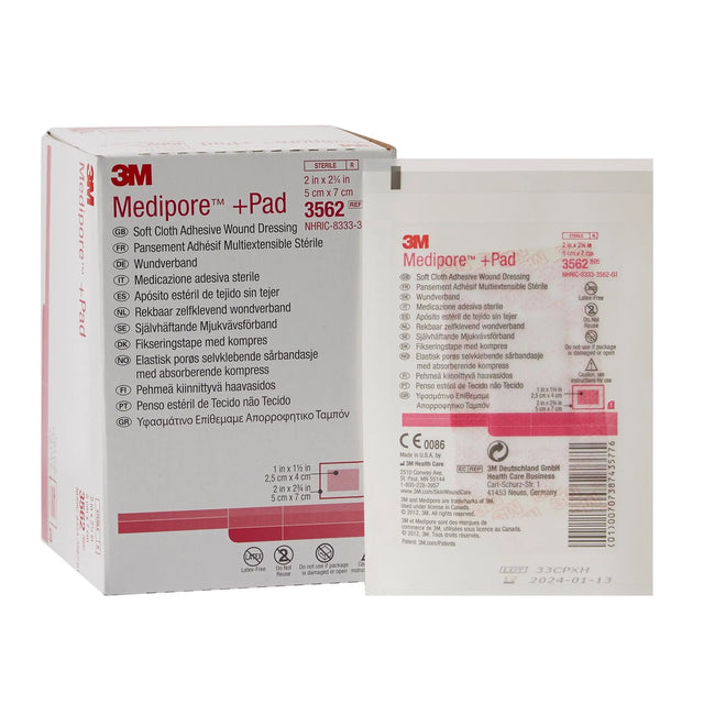 3M™ Medipore™ Sterile Adhesive Dressings, 2 x 2-3/4 Inch 3M™ Medipore™